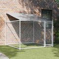 NNEVL Hundekäfig mit Dach & Tür Grau 2x2x2 m - Verzinkter Stahl Outdoor Zwinger